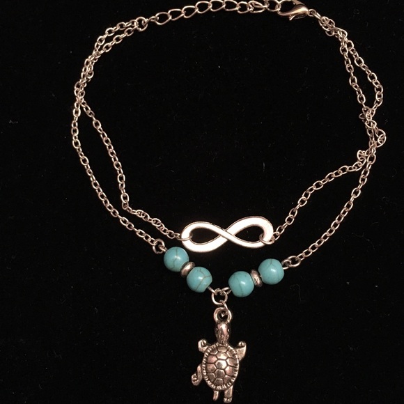 Infinity Turtle Turquoise Ankle Bracelet New - Picture 2 of 4